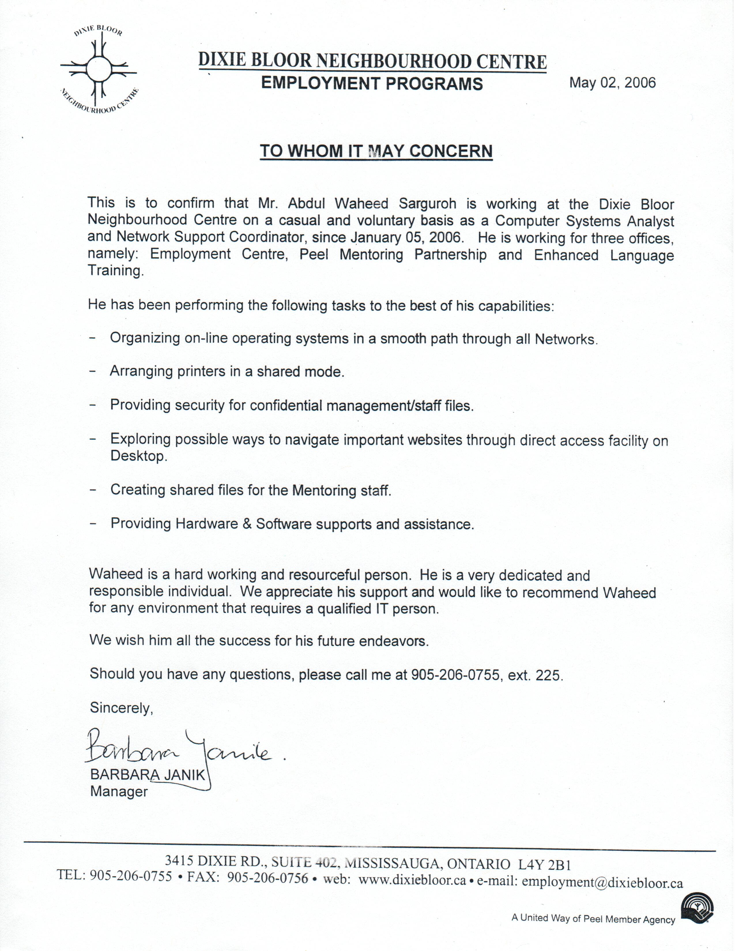 Work Experience from Barbara Janik