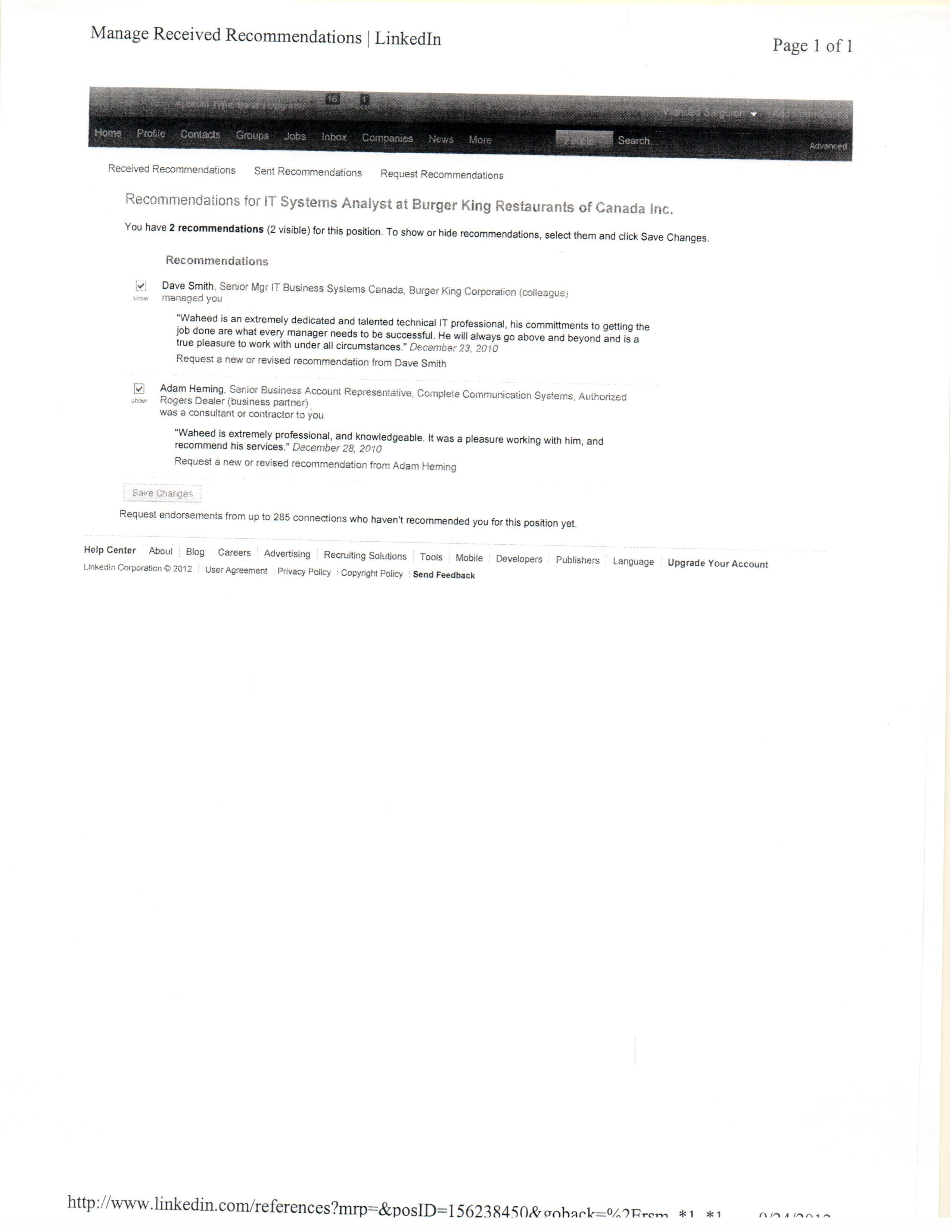 Appreciation for LinkedIn