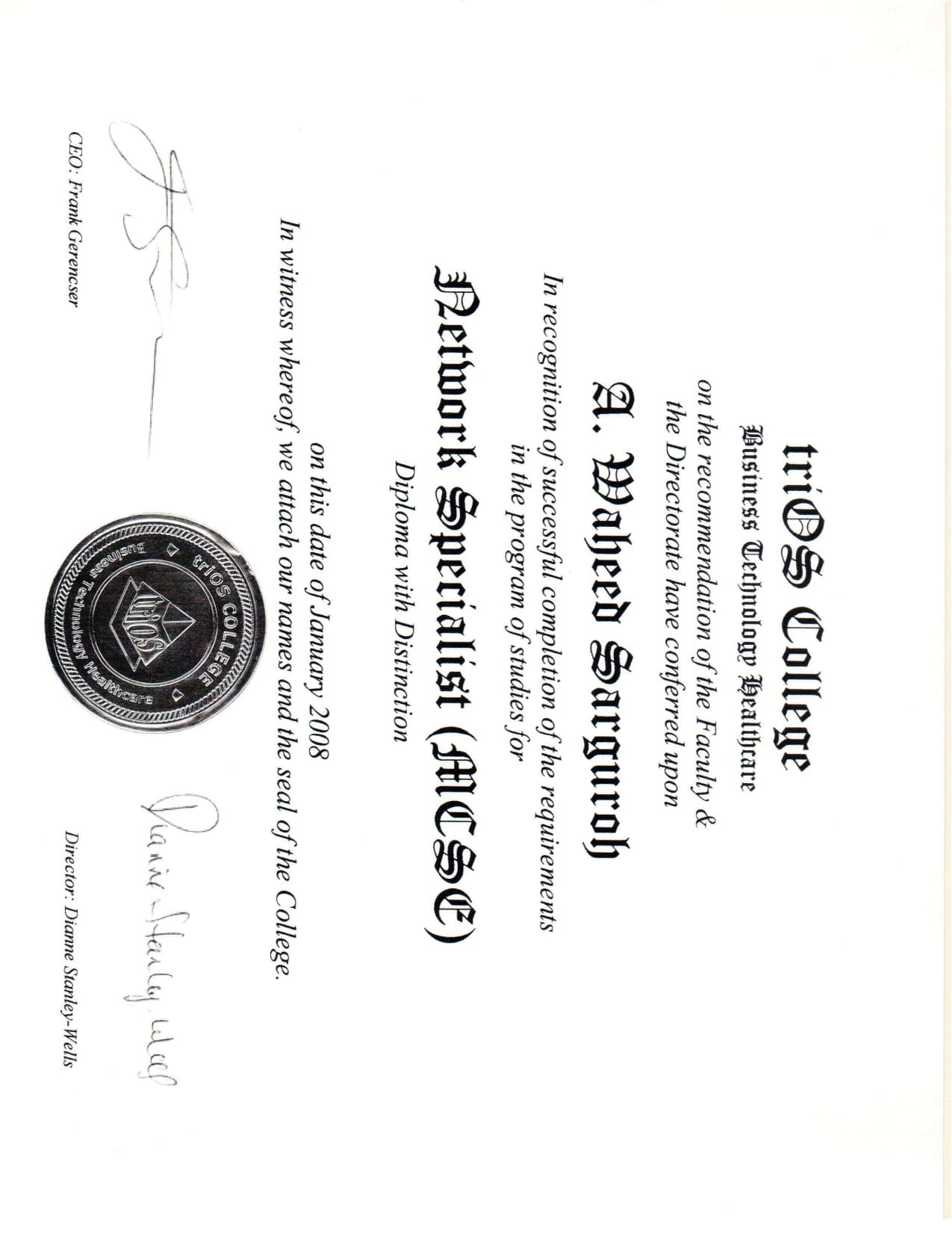 MCSE Diploma from triOS College