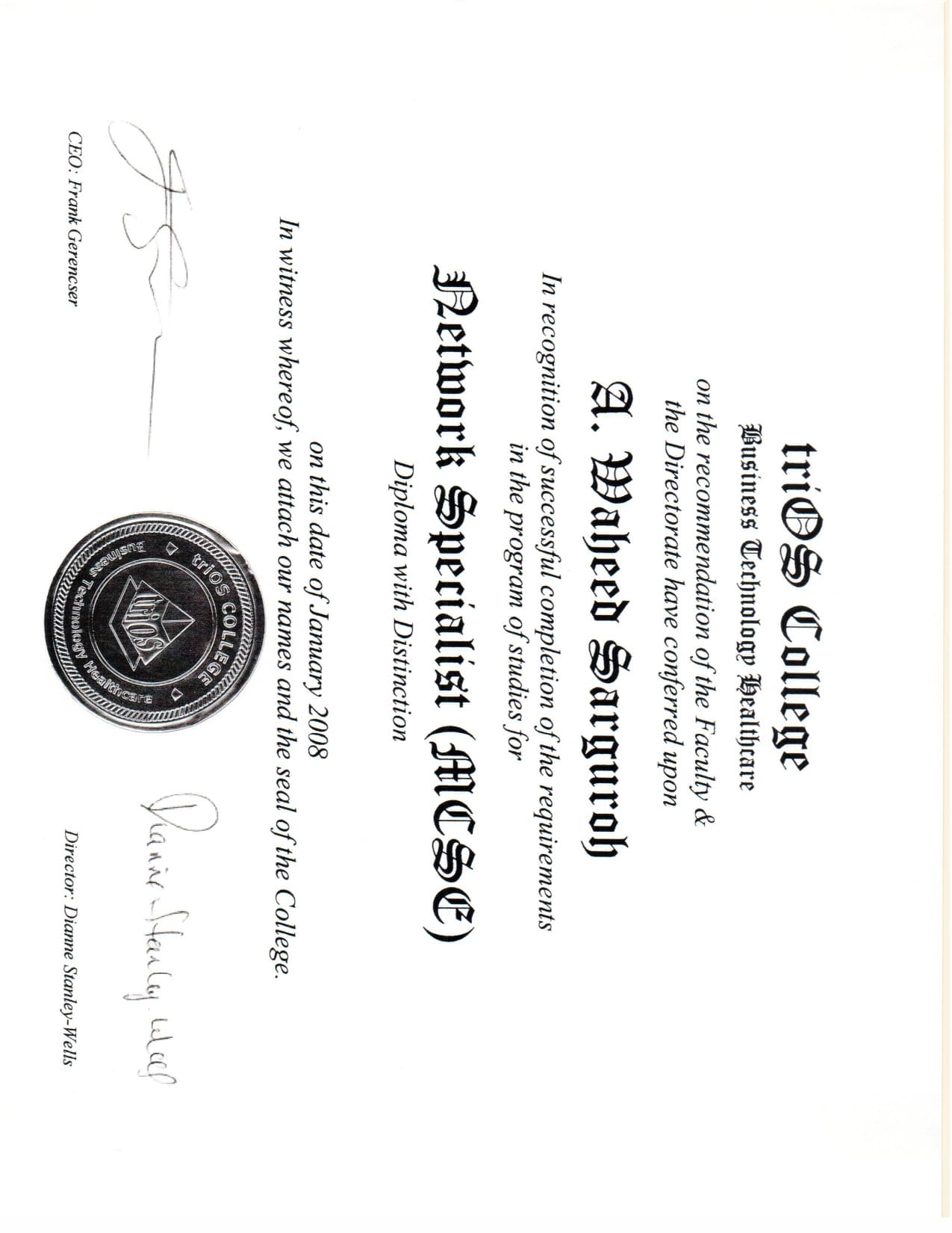 MCSE Diploma from triOS College