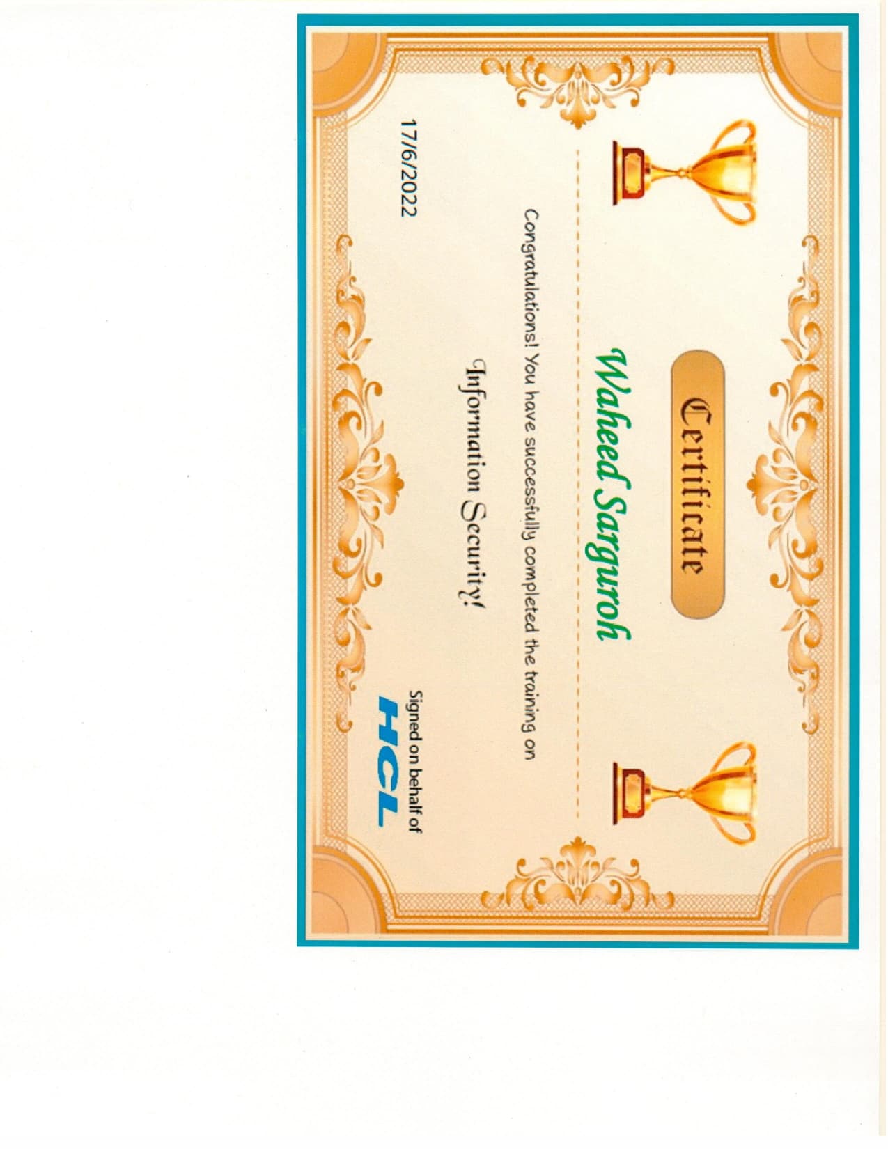 Certificate of Information Security